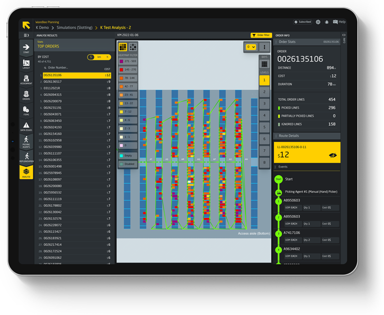 WareBee scoring item velocity and order affinity to decide which SKUs belong in AutoStore
