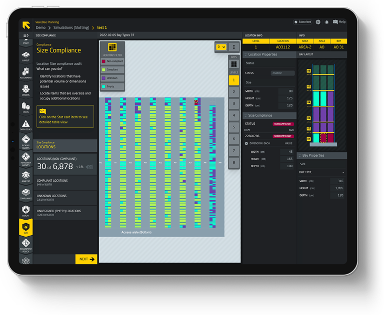 WareBee automated warehouse compliance status