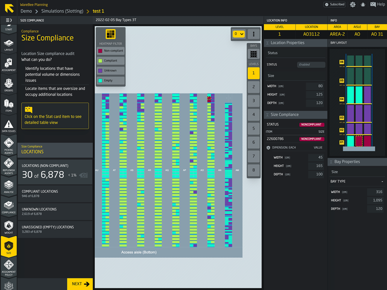 WareBee weight compliance audit of warehouse locations